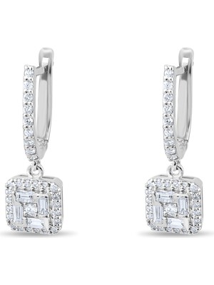 Lial Diamond 0.42 Karat Baget Pırlanta Küpe ,doğal Pırlanta, Sertifikalı Mücevher