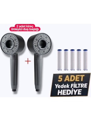 Truva 2 Adet Su Tasarruflu Kireç Kırıcı Duş Başlıpı ve 5 Adet Yedek Filtre