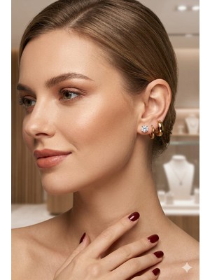 Tılsım Accesories Çelik Küpe 3lü Gold