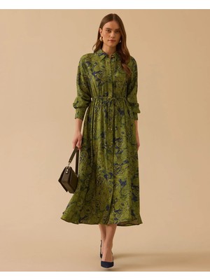 Seçil 1012 Desenli Bel Bağcıklı Elbise #26#