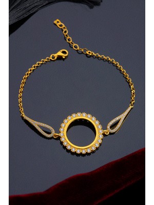 Innuendo Jewelry 925 Ayar Gümüş Halka Taşlı Çeyrekli Bileklik