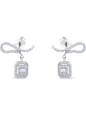 Lial Diamond 0.58 Karat Baget Pırlanta Küpe ,doğal Pırlanta, Sertifikalı Mücevher