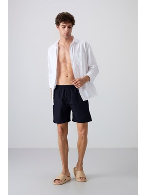 Tommy Life Lacivert Hızlı Kuruyan Standart Fit Erkek Deniz Şortu - 81237