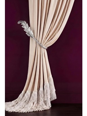 Mefaks Tekstil Beyaz Yaprak Barok Hayalet Perde Tutucu Kornişe Takılan Yaprak Kol Bağlama Aparatı