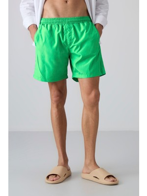 Tommy Life Neon Yeşil Hızlı Kuruyan Standart Fit Erkek Deniz Şortu - 81237