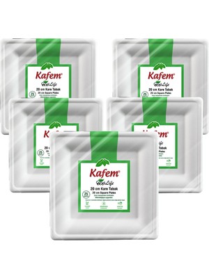 Kafem Ekolojik Kare Tabak 20 cm 25 Li x 5 Paket