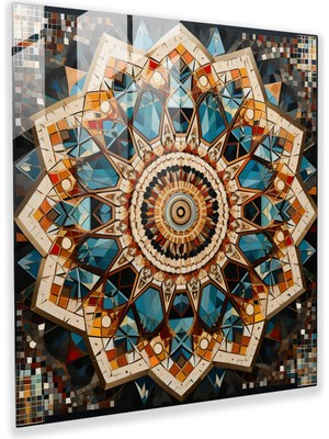 Popcasso Geometrik Mozaik Temperli Cam Tablo - Modern Duvar Süsü