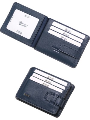 Ancora Leather Hakiki Deri-Minimal Tasarım KARTLIK-26205-Lacivert-KIŞIYE Özel Isim Baskılı