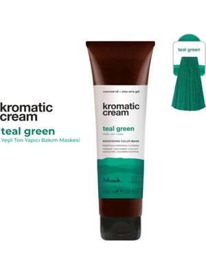 Nook Kromatic Cream Teal Green Yeşil Ton Yapıcı Işıltı Veren Saç Maskesi 150ML-PETROL Yeşili Saç Cilası