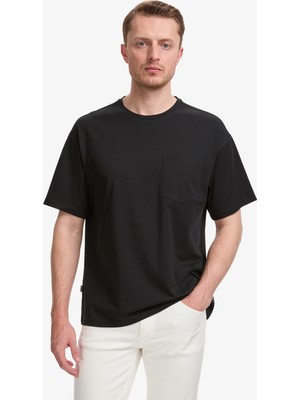 Pierre Cardin Erkek Siyah Comfort Fit %100 Pamuk Bisiklet Yaka Basic Tişört 50325300-VR046