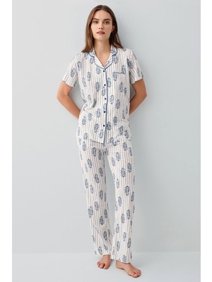 Pierre Cardin 9215 Kadın Önden Düğmeli Pijama Takım