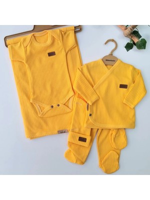 Maxhilda Bebe Erkek - Kız Bebek 7 Parça Hastane Çıkışı Zıbın Seti Natural Pastel Renk (Hediye Paketi Yapılır)