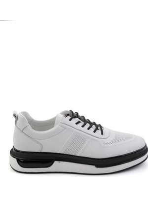 Bambi Beyaz Hakiki Deri Erkek Sneaker E01018250303