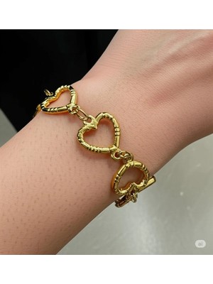 Famemus Accessory Sevgililer Gününe ve Özel Günlere Şık Kalp ve Halka Detaylı Çelik Bileklik