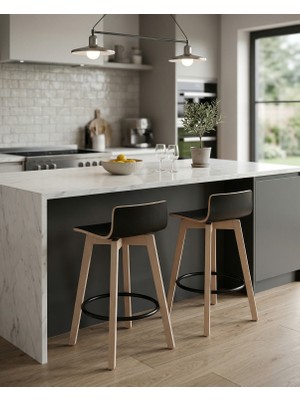 Tunçay Sandalye 2'li Set Munich Natural Ahşap Laminatlı Counter Bar Sandalyesi Ada Mutfak Sandalyesi Demonte