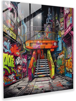 Popcasso Cool Graffiti Vibes Temperli Cam Tablo - Sprey Kutuları ve Sokak Levhaları