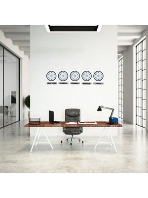 MidasTech Lacivert World Navy 36 cm Tabelalı 5’li Saat Seti