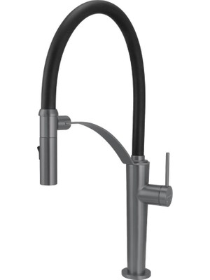 Deante Corda D72M Mutfak Bataryası, Hareketli Başlık, Flex Model, Titanyum Renk