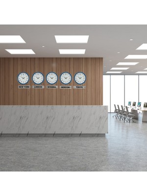 Lowell Home Mavi 36 cm 5 Li Tabelalı Dünya Saatleri LWLHM-RSYT367