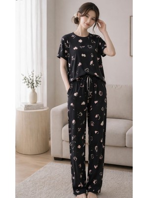 Hepyek Kadın Desenli Kısa Kollu Pijama Takımı