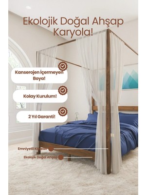 Renazzo Mobilya Natura Cibinlikli Masif Ahşap Karyola - Modern Doğal Çam Rustik Tasarım Karyola