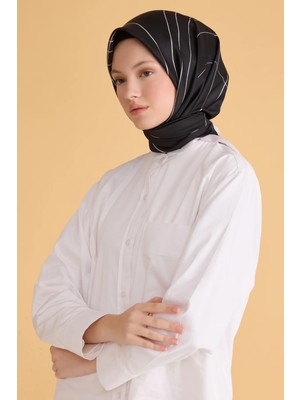 Belli Çiçek Desen Siyah Sport Eşarp 2501 - 04