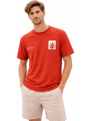 Cazador 44165 Kiremit Erkek Bisiklet Yaka Tshirt