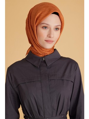 Belli Logo Desen Monogram Turuncu Eşarp 1