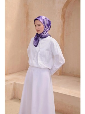 Belli Fresh Çiçek Desen Lila Kristal Eşarp 2011