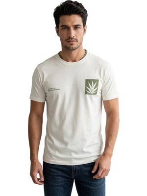 Cazador 44165 Ekru Erkek Bisiklet Yaka Tshirt