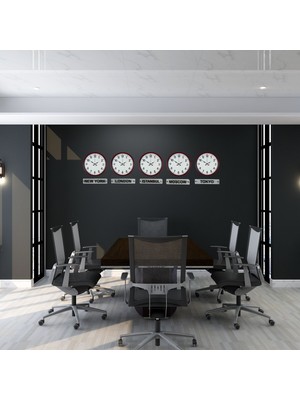 Nemere Kırmızı Global Classic 5’li Tabelalı 36 cm Dünya Saati