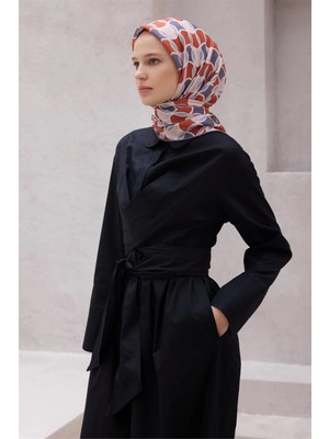 Belli Geometrik Desen Nova Turuncu - Mor Eşarp 1001