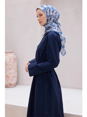 Belli Geometrik Desen Nova Mavi - Lacivert Eşarp 1001
