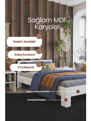 Renazzo Mobilya Letto Tek Kişilik Modern Genç Karyolası - 1. Sınıf Mdf Şık Sarsılmaz ve Kompakt Tasarım Karyola