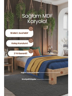 Renazzo Mobilya Letto Tek Kişilik Modern Genç Karyolası - 1. Sınıf Mdf Şık Sarsılmaz ve Kompakt Tasarım Karyola