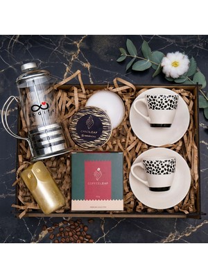 BK Gift Bk Kurumsal Promosyon 10 Adet Kahve Hediye Seti – French Press, Fincan, Mum, Biblo