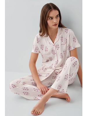 Pierre Cardin 9215 Kadın Önden Düğmeli Pijama Takım