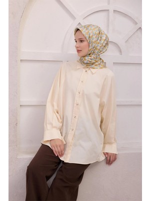 Belli Sarı Çiçek Desen %100 Twill İpek Eşarp 4204 - 81