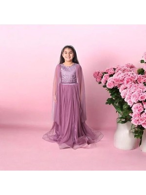 Ahsenim Bebe Gümüş Sim Roba Tül Kol Abiye Elbise