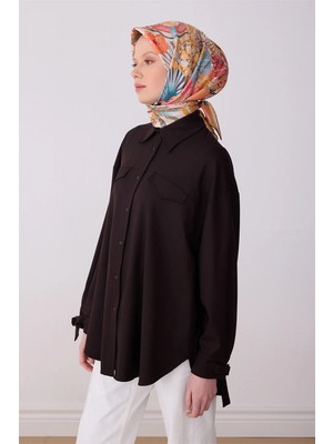 Belli Turuncu Çok Renkli Obje Desen %100 Twill Ipek Eşarp 4324-83