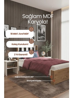 Renazzo Mobilya Stark Tek Kişilik Mdf Modern Karyola - 1. Sınıf 18 mm Mdf Genç Odası Karyolası