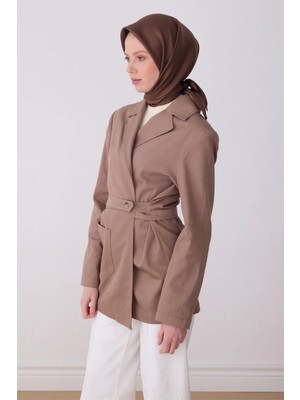 Belli Kahverengi Klasik Desen %100 Twill Ipek Eşarp 4305-86