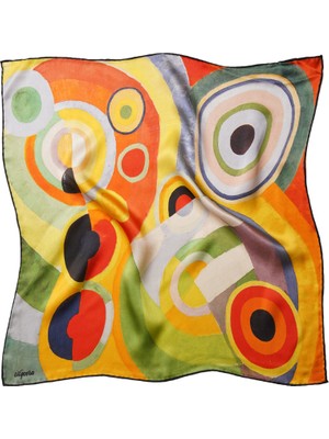 Silqoora %100 Ipek Bandana Fular Art Collection (55X55 Cm)-Robert Delaunay (Yaşam Sevinci)