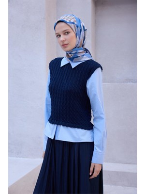 Belli Geometrik Desen Nova Lacivert Eşarp 1010