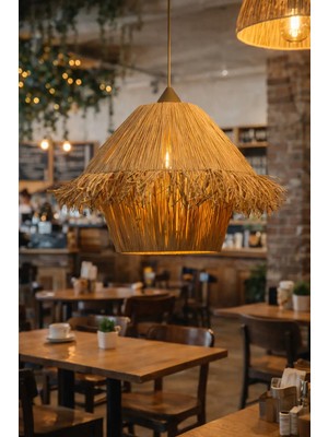 Maison Avf Everos Rafya Saçaklı Hasır Sarkıt Avize