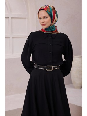 Belli Obje Desen Ipek Eşarp 4205D (Twıll) Kırmızı - 80