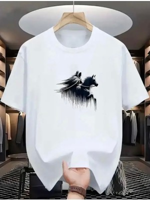Amor Man Büyük Beden Özel Tasarım Glgelerin  Savaşçısı Baskılı %100 Pamuk Yeni Sezon Erkek T-Shirt