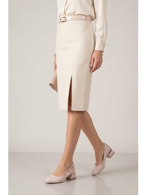 Solly ÇPÇ024 Yandan Tokalı Ten rugan Kadın Topuklu Ayakkabı