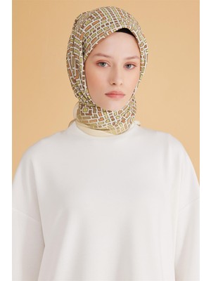 Belli Geometrik Desen Modal Sarı Eşarp 5