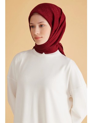Belli Geometrik Desen Veyra Bordo Eşarp 2